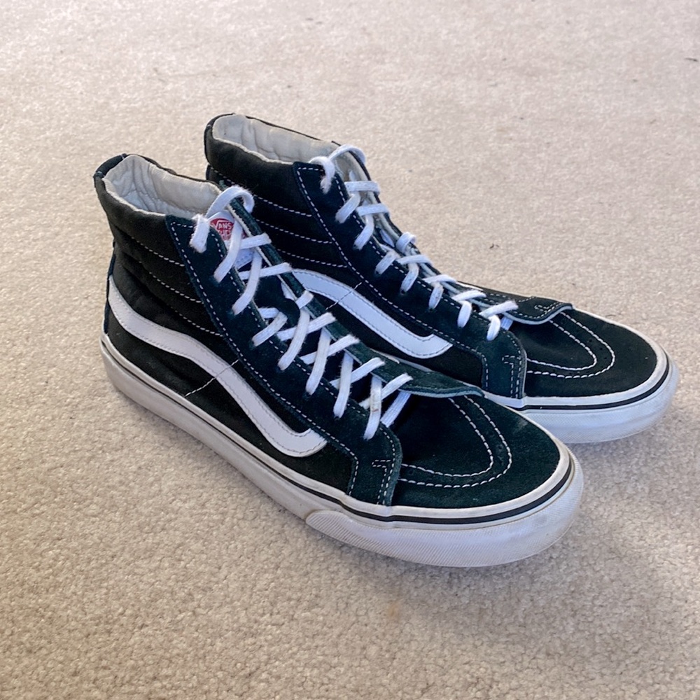 Vans Classic Unisex Black and White Lace Up High Tops - Good Condition